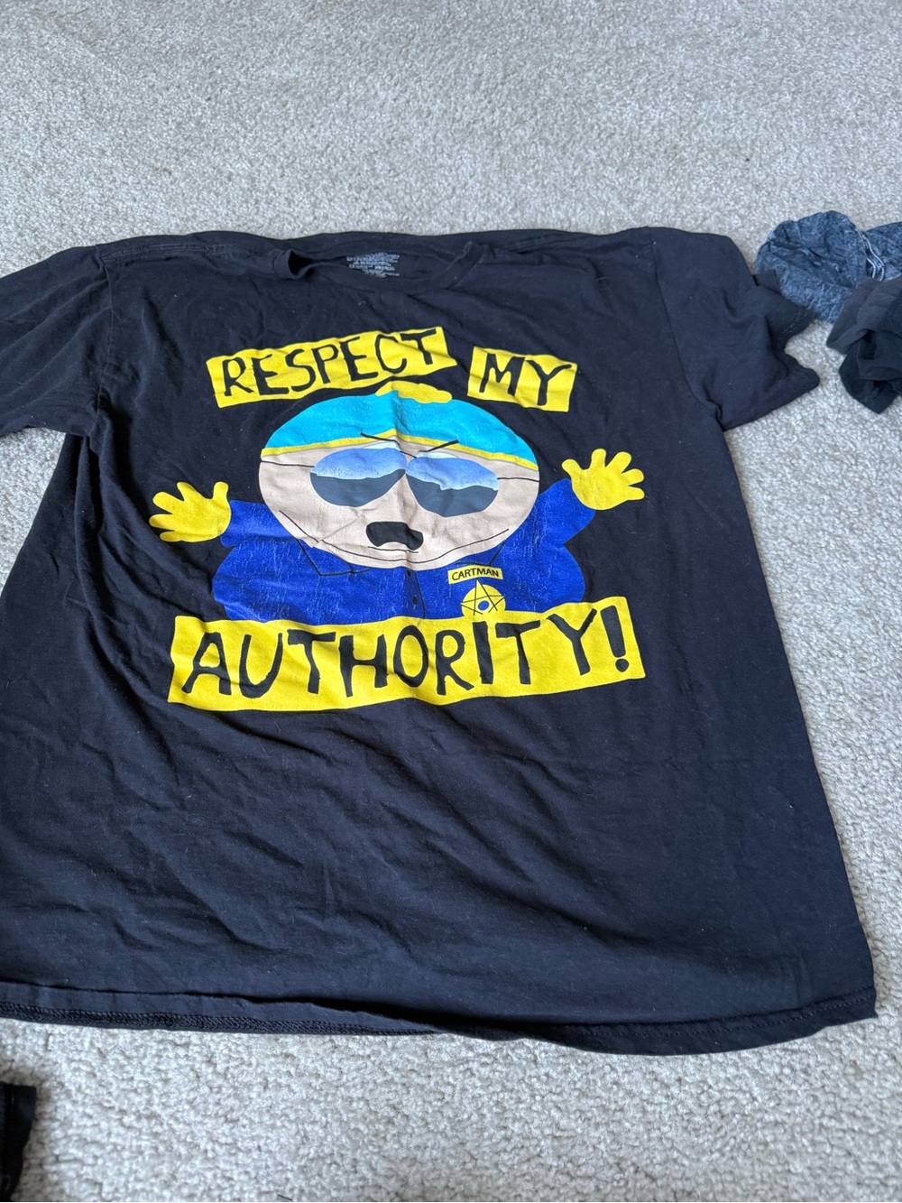 Black 'Respect My Authority' Graphic Tee - Cartoon Character Design
